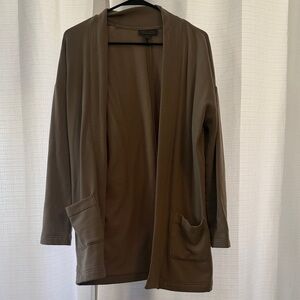 Free Fly Open Front Long Length Fleece Lined Cardigan